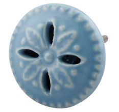 Turquoise Flower Ceramic Cabinet Knobs Online